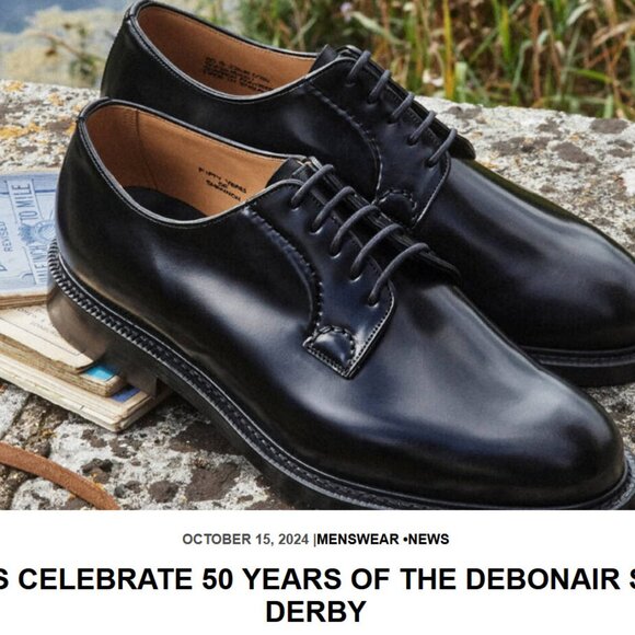 Church's Shannon Black Polished Binder Derby (UK 10G, like US 11.5) - Picture 1 of 4